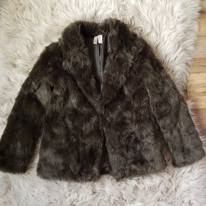 Faux Fur Coat Jacket in olive green